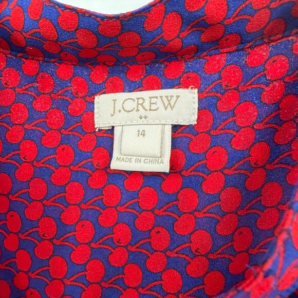J Crew Womens Sleeveless Top Size Size 14 Red Blue Cherries Fruit Cottagecore - Picture 2 of 7